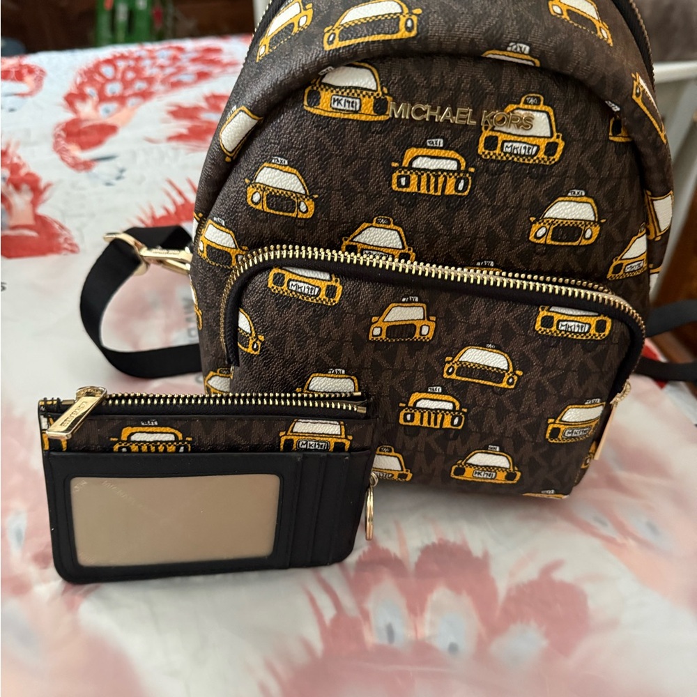 Michael Kors Brown Backpack with Yellow Taxi Print - Picture 6 of 6